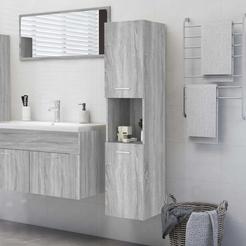 Armoire de bain Sonoma gris 30x30x130 cm Bois d'ingnierie
