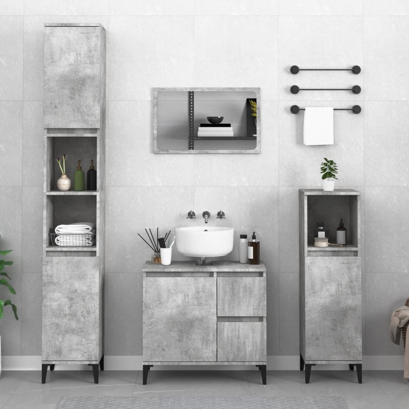 Armoire de salle de bain gris bton 65x33x60 cm
