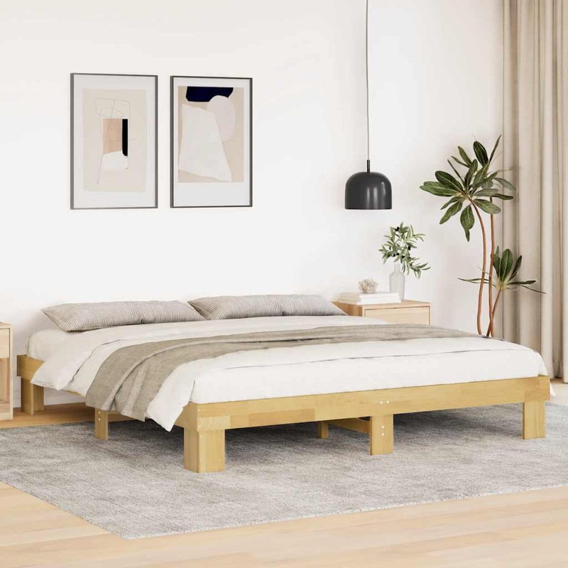 Cadre de lit sans matelas 200 x 200 cm en bois massif de chne