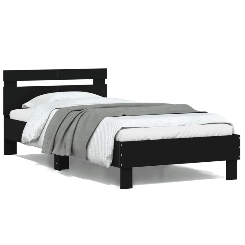 Cadre de lit sans matelas avec lumires LED noir 100x200 cm