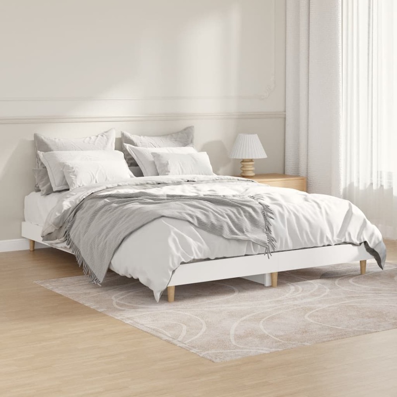 Cadre de lit sans matelas blanc 135x190 cm bois d'ingnierie