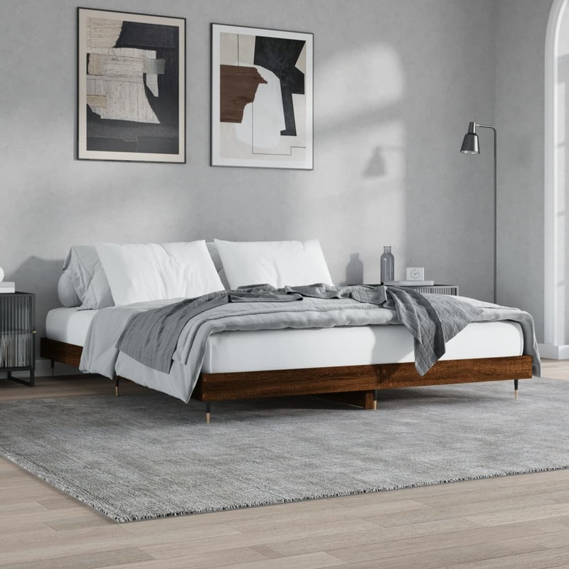 Cadre de lit sans matelas chne marron 180x200 cm