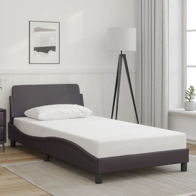 Cadre de lit sans matelas gris 100x200 cm similicuir