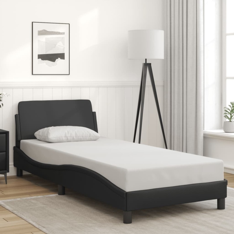 Cadre de lit sans matelas noir 90x190 cm similicuir