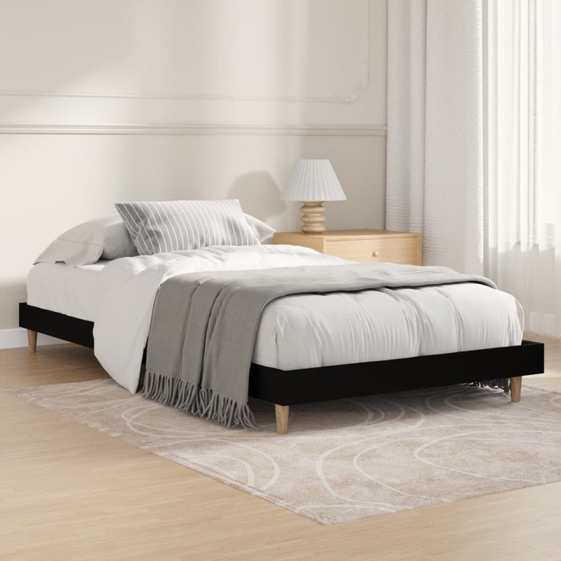 Cadre de lit sans matelas noir 90x200 cm bois d'ingnierie