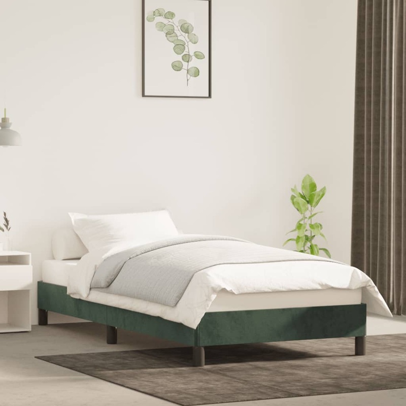 Cadre de lit sans matelas vert fonc 90x190 cm velours