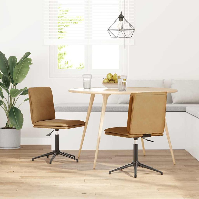 Chaises  manger lot de 2 Marron Velours