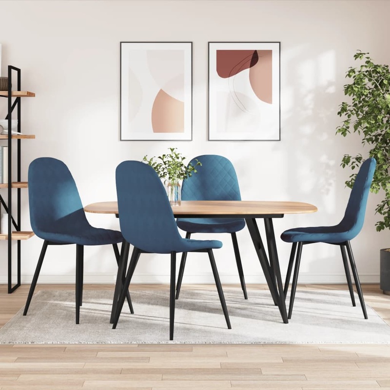 Chaises  manger lot de 4 Bleu Velours