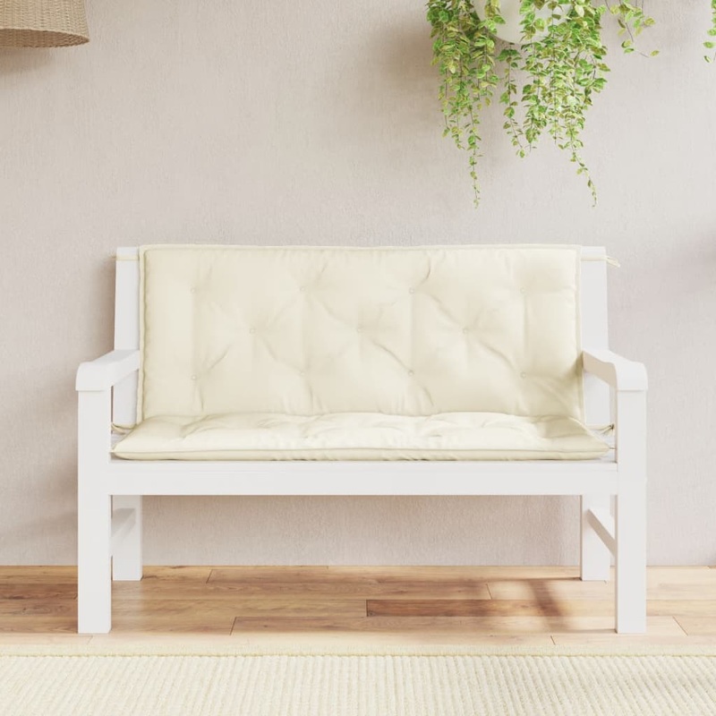 Coussins de banc de jardin lot de 2 blanc crme tissu Oxford