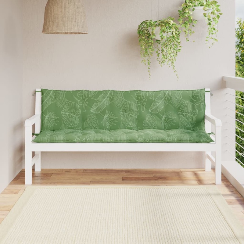 Coussins de banc jardin lot de 2 motif de feuilles tissu Oxford