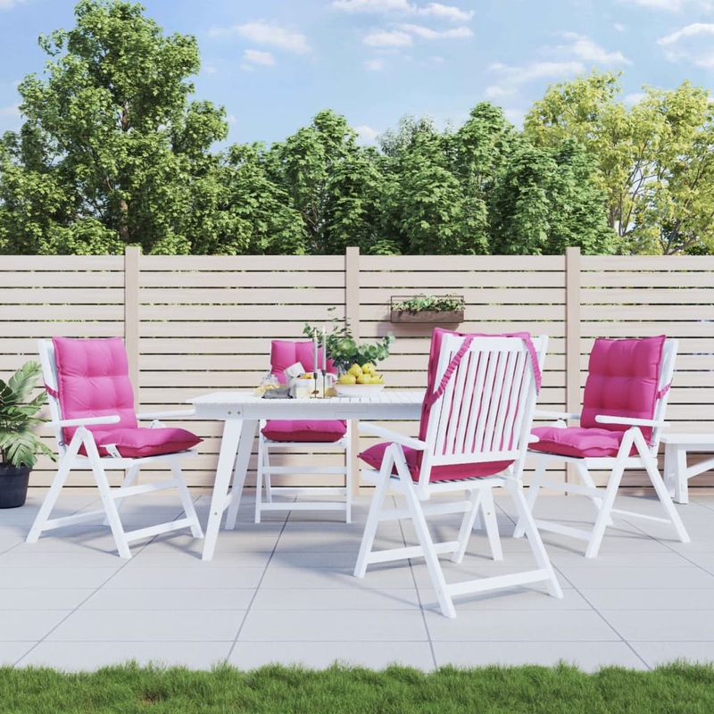 Coussins de chaise  dossier bas lot de 4 rose tissu oxford