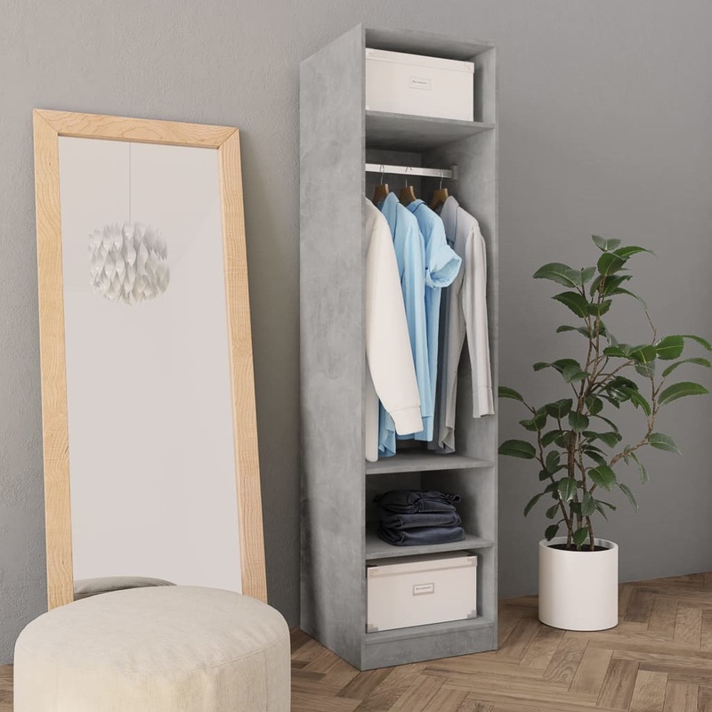 Garde-robe Gris bton 50x50x200 cm Bois d'ingnierie