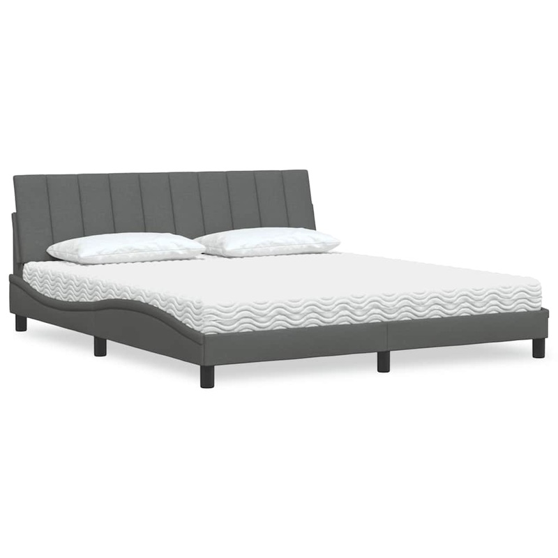 Lit avec matelas gris fonc 180x200 cm tissu