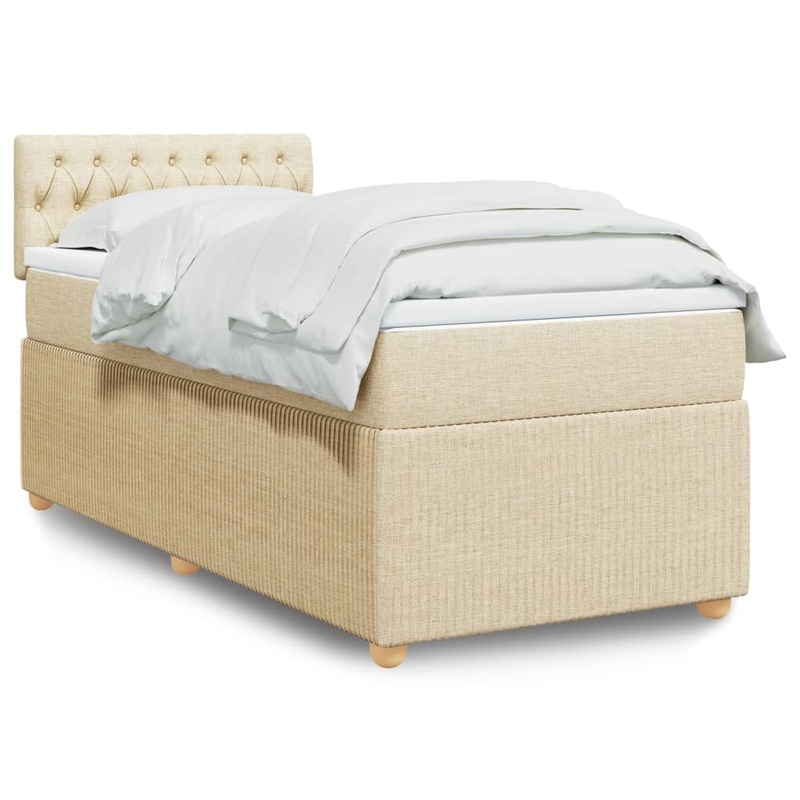 Sommier  lattes de lit avec matelas Crme 90x200 cm Tissu