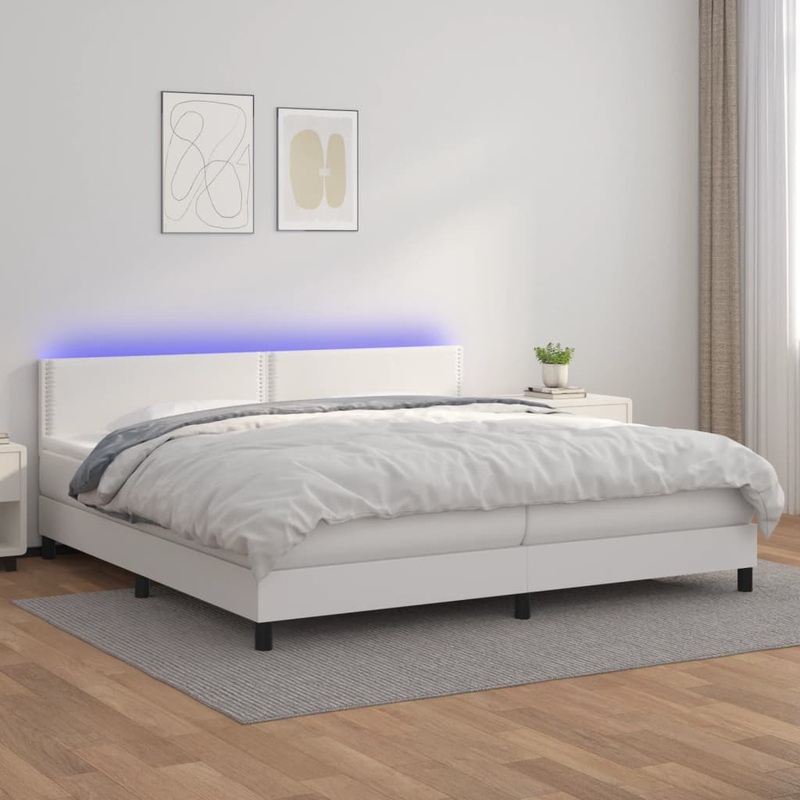 Sommier  lattes de lit avec matelas et LED Blanc 200x200 cm