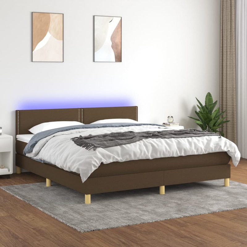 Sommier  lattes de lit matelas et LED Marron fonc 160x200 cm
