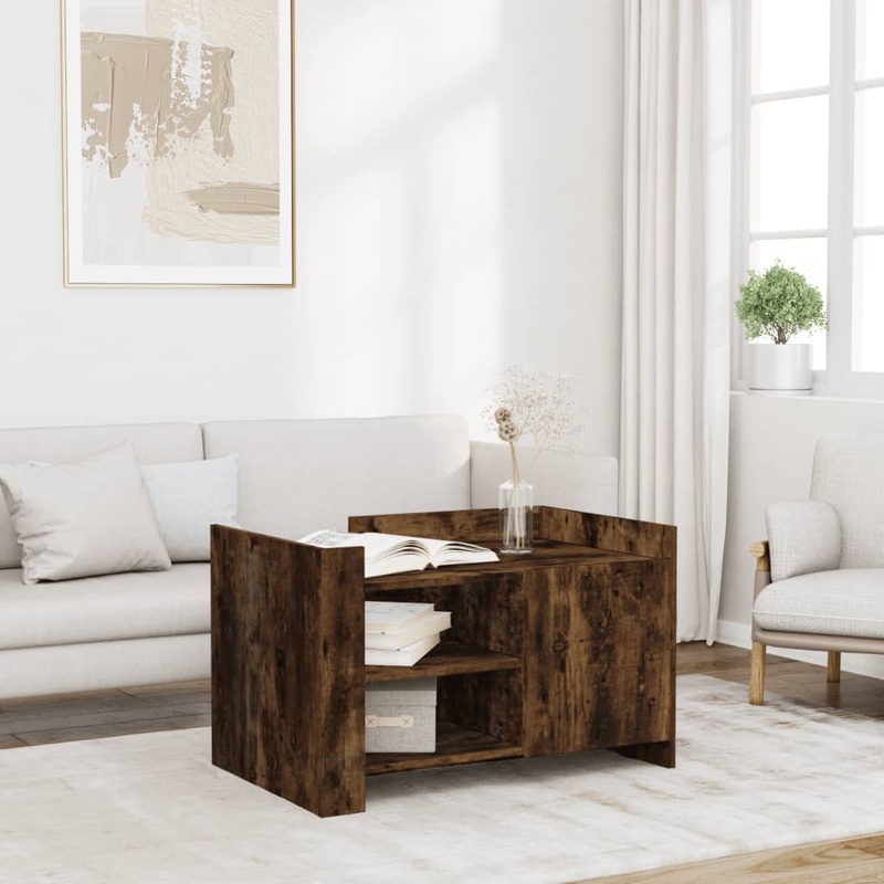 Table basse chne fum 80x50x50 cm bois d'ingnierie