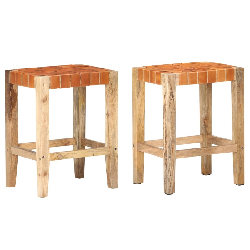 Tabourets de bar lot de 2 marron cuir vritable 60 cm
