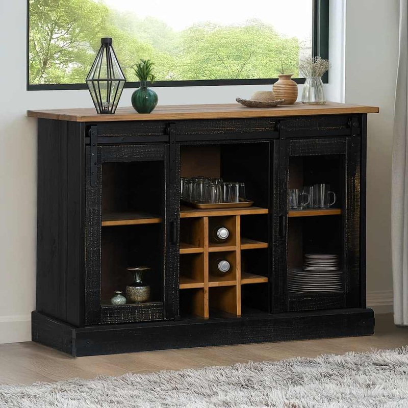 Buffet HALDEN 2 portes coulissantes noir 112x40x80 cm