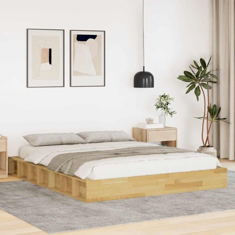 Cadre de lit sans matelas 140x200 cm bois massif de chne
