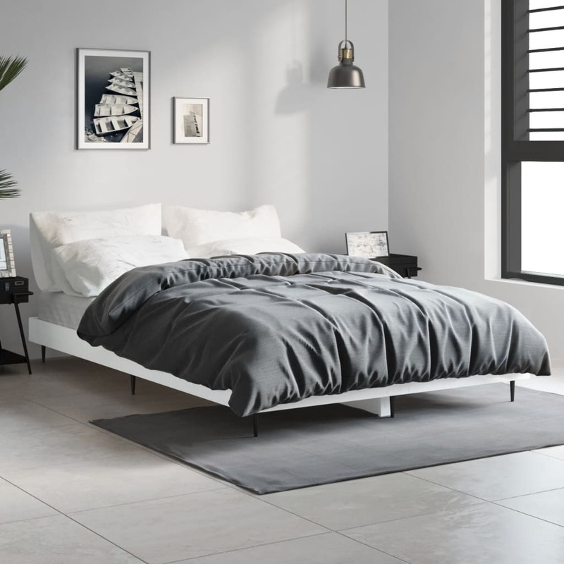 Cadre de lit sans matelas blanc 120x190 cm bois d'ingnierie