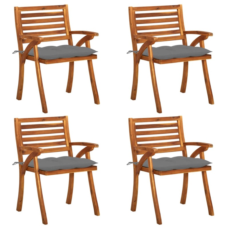 Chaises de jardin avec coussins lot de 4 Bois de teck solide
