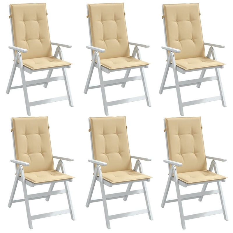 Coussins de chaise  dossier haut lot de 6 beige mlang tissu