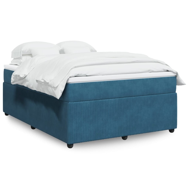 Sommier  lattes de lit et matelas Bleu fonc 140x190cm Velours