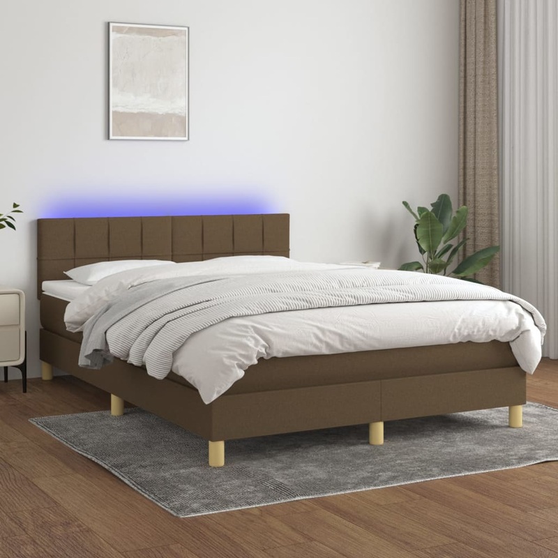 Sommier  lattes de lit matelas et LED Marron fonc 140x190 cm