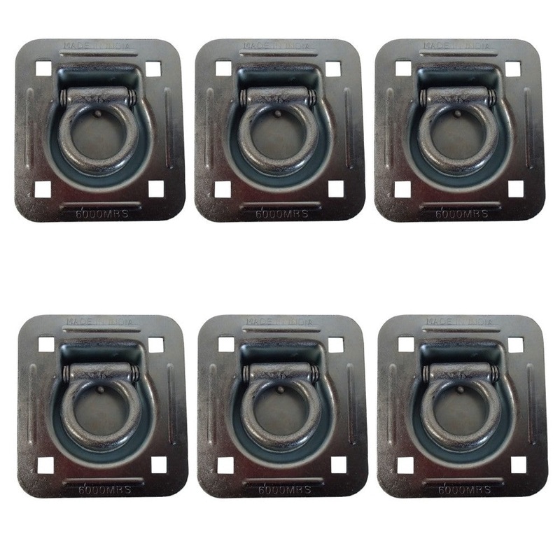 D-Ring Recessed 6,000 lb Cap. Trailer Tie down Anchor w/ Backing Plate 6-Pack