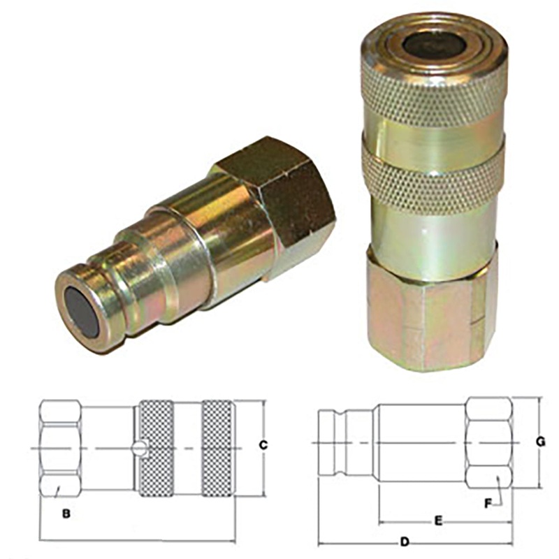 FF2514FPS 1/4" Inch Flat Face Hydraulic Coupler Socket and Plug