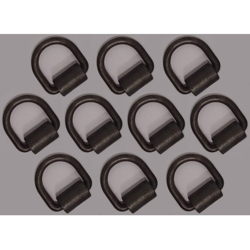 10) 1/2" Bolt or Weld-On D-Ring Flatbed Truck Trailer Cargo Strap Tie Down Rings