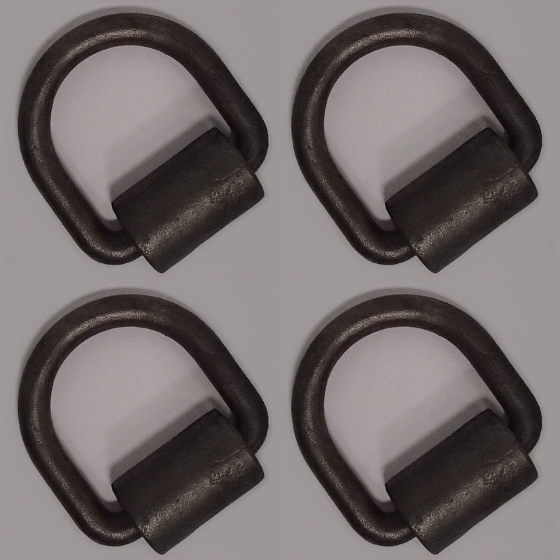 (4) 1/2" D-Rings with Weld-on Clips Flatbed Truck Trailer Tie Down D Ring & Clip