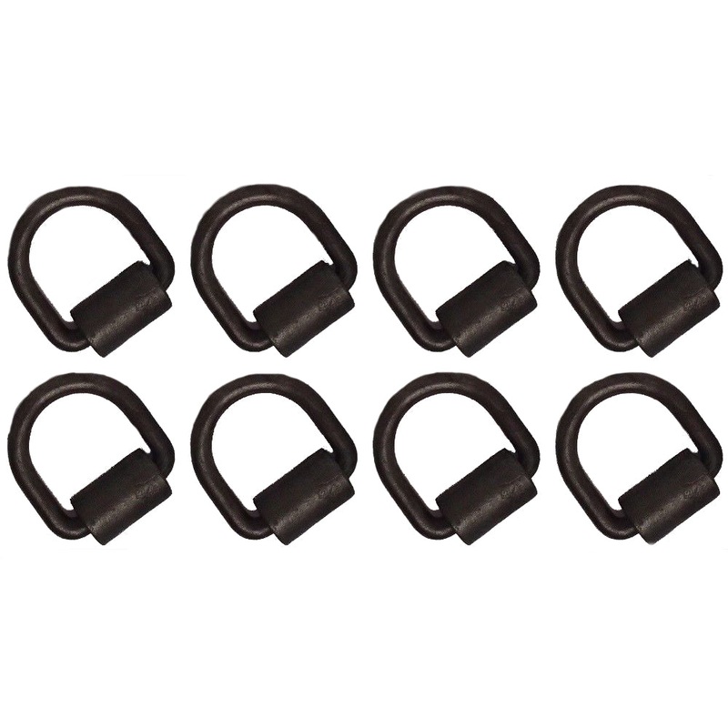 (8) 1/2" Weld On D Ring Trailer Flatbed Truck Towing Tie Down Chain Cargo Strap
