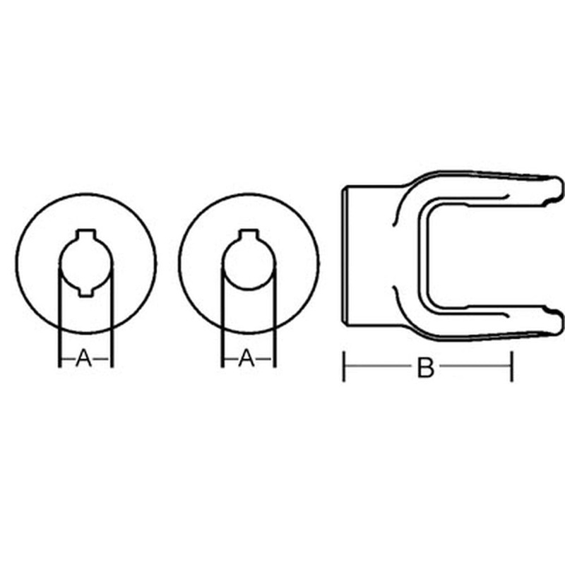 A-806-1014-AI Round Bore Implement Yoke (With Double Keyway & Set Screw)