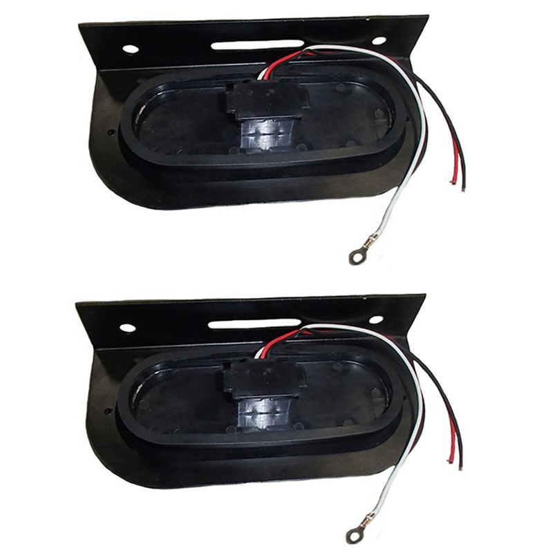 (2) 6" Oval Red 10 LED Truck Trailer Brake Light w Red Lens And Mounting Bracket