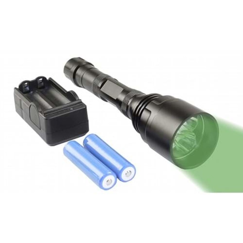 8302141 Heavy Duty Green Tactical Rechargeable Flashlight w/ Battery