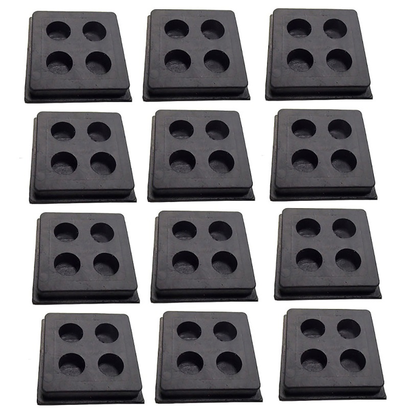 Set of (12) 2" x 2" x 3/4" Anti Vibration Heavy Duty All Rubber Isolation Pads