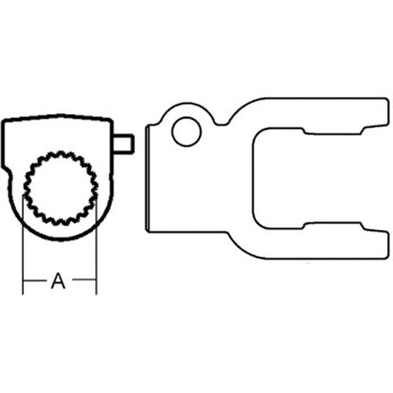 A-W040460-A-AI Tractor Yoke, Splined 1 3/8" - 21 Spline w/ QDP