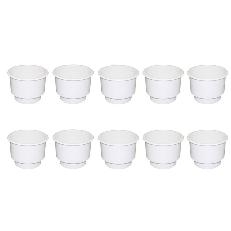 10pcs White Recessed Plastic Cup Drink Can Holder with Drain Cup Holders Boat