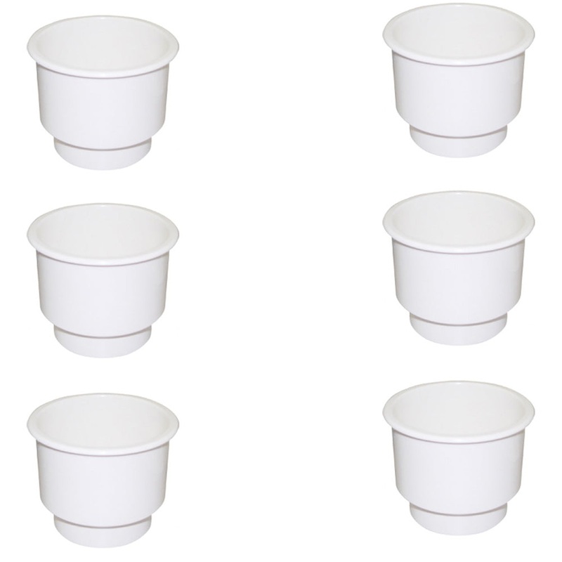 6 PCS White Boat Plastic Cup Drink Can Holder Boat Marine RV Pontoon Universal