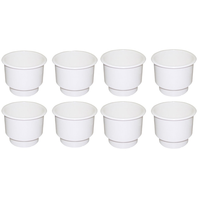8 PCS White Plastic Cup Drink Holders For Marine Boat Boating RV Cars Outdoor