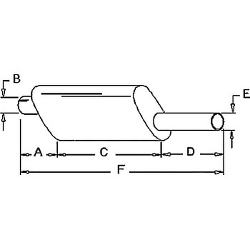 FDS402 Muffler, vertical oval body Fits Ford