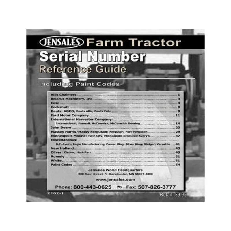 Serial Number Reference Book fits Reference Manuals No Model Category