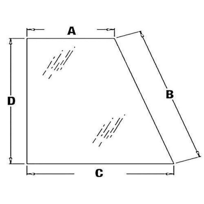 Cab Glass Rear Quarter - Left Hand fits Case 580M 580 Super M 590 580M 580N 580N EP 580 Super M 580 Super N WT 590 Super N 580 Super M 590 338424A1
