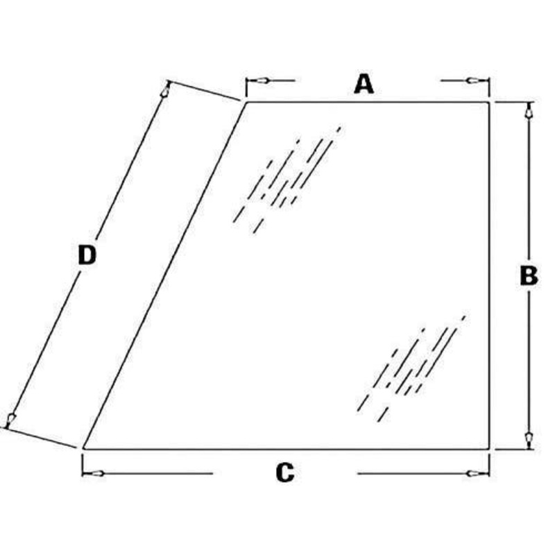 Cab Glass - Rear Quarter Right Hand fits Case 580M 580 Super M 590 580M 580N 580N EP 580 Super M 580 Super N WT 590 Super N 580 Super M 590 338425A1
