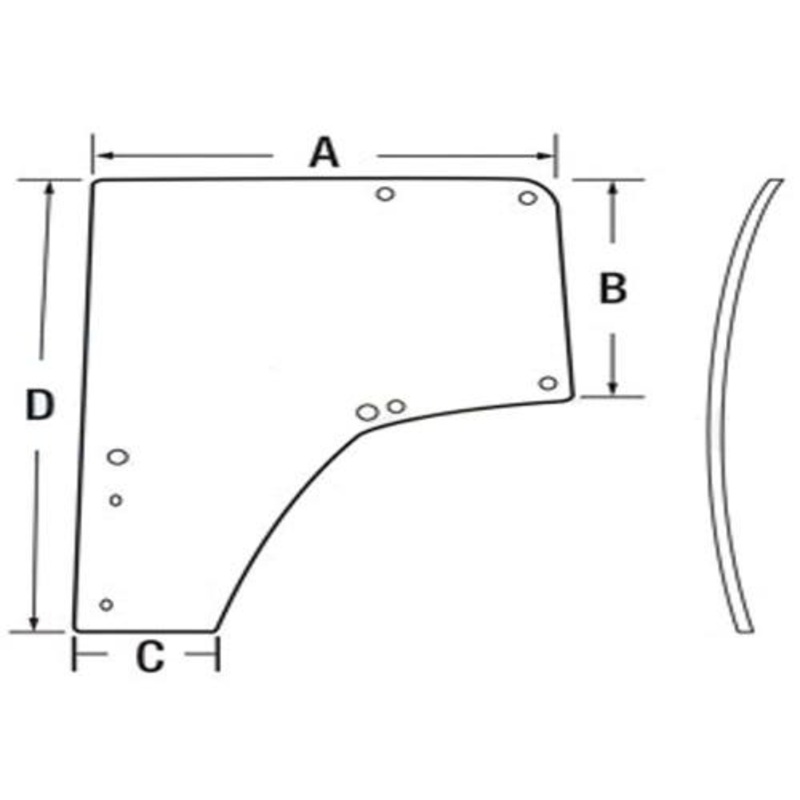 Cab Glass - Door Left Hand fits John Deere 6230 Premium 6330 Premium 6430 Premium 7130 Premium 7230 Premium 7330 Premium 7430 Premium L174348