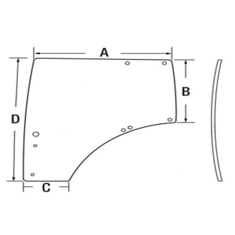 Cab Glass - Left Hand Door fits John Deere 6105R 6110R 6115R 6125R 6130R 6135R 6140R 6145R 6150R 6155R 6170R 6175R 6190R 6195R 6210R 6215R L212967