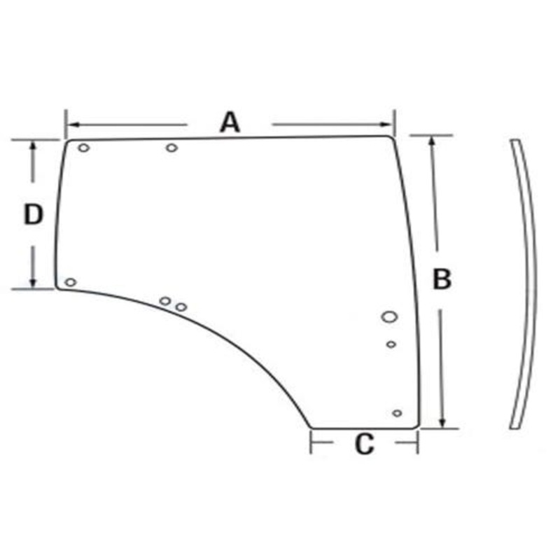 Cab Glass - Right Hand Door fits John Deere 6105R 6110R 6115R 6125R 6130R 6135R 6140R 6145R 6150R 6155R 6170R 6175R 6190R 6195R 6210R 6215R L212968
