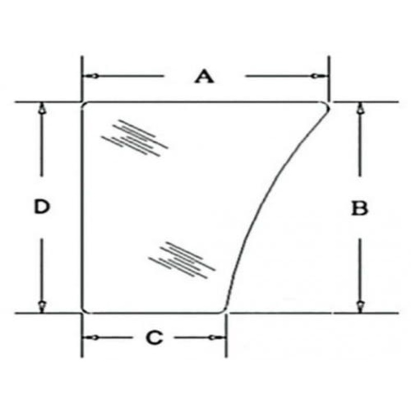 Cab Glass - Door Lower fits Massey Ferguson 350 390 383 342 350 355 360 362 365 372 375 390 398 399 383 393 396 390T 3477778M1